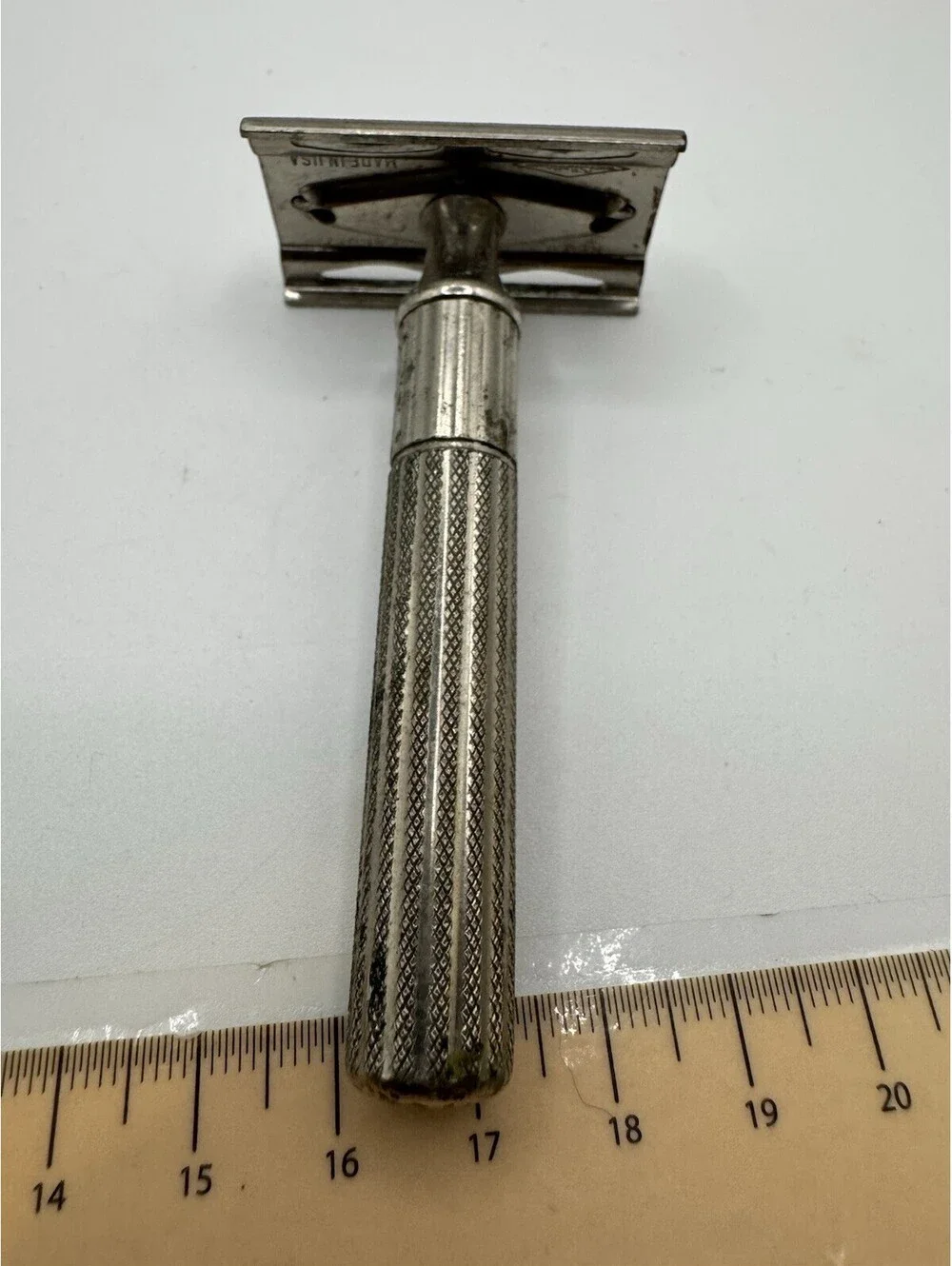 Vintage Gillette Fat Handle Tech Safety Razor Made in USA Double Edge DE Razor